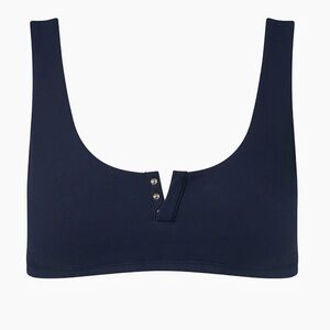 NWT WeWoreWhat Snap Front Scoop Bra in navy, size Small